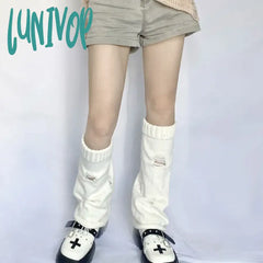 Lunivop New Hole Leg Warmers Y2K Hot Girl Wide Socks Women Japanese Autumn Winter Punk Harajuku