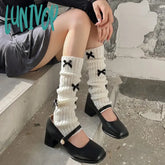 Lunivop New Japanese Bow Jk Knitted Leg Socks Wool Pile Warmer Y2K Punk Harajuku Cover Korean