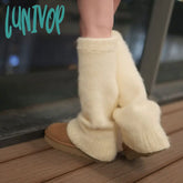 Lunivop New Japanese Wool Leg Warmers Cashmere Winter Warm Plush Knitted Boots Cover Socks Korea
