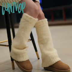 Lunivop New Japanese Wool Leg Warmers Cashmere Winter Warm Plush Knitted Boots Cover Socks Korea