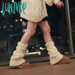 Lunivop New Japanese Wool Leg Warmers Cashmere Winter Warm Plush Knitted Boots Cover Socks Korea