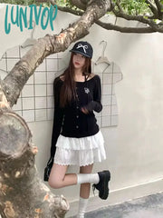 Lunivop New Kawaii High Waist Lace Mini Skirt For Women Girl Cute Lolita Japanese Harajuku Fashion