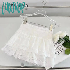 Lunivop New Kawaii High Waist Lace Mini Skirt For Women Girl Cute Lolita Japanese Harajuku Fashion