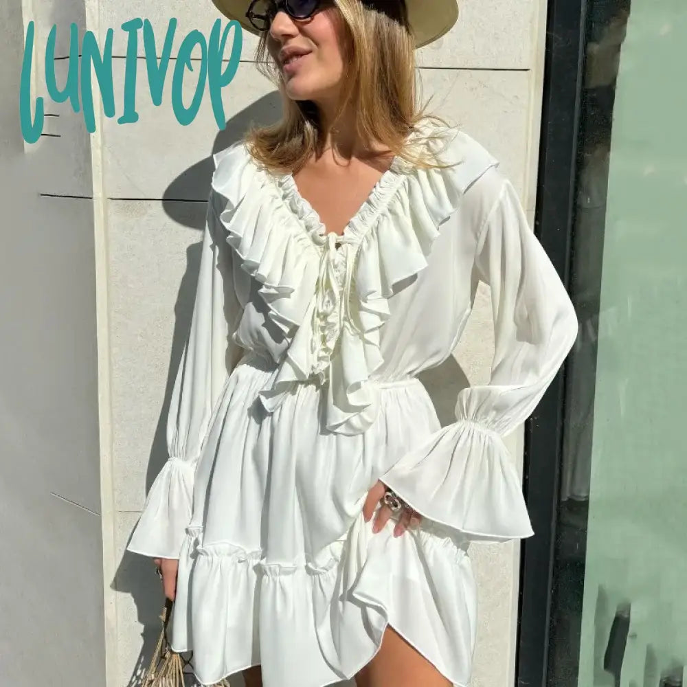 Lunivop New Knitted Hoodie Cropped Top And Pants Sets White Y2K Casual Outfits Low Waist Knit Two