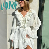 Lunivop New Knitted Hoodie Cropped Top And Pants Sets White Y2K Casual Outfits Low Waist Knit Two