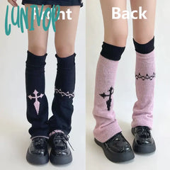 Lunivop New Leg Warmers Cross Chain Socks Y2K Japanese Punk Hot Girl Dark Women Harajuku Gothic