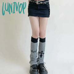 Lunivop New Leg Warmers Cross Chain Socks Y2K Japanese Punk Hot Girl Dark Women Harajuku Gothic