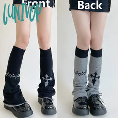 Lunivop New Leg Warmers Cross Chain Socks Y2K Japanese Punk Hot Girl Dark Women Harajuku Gothic