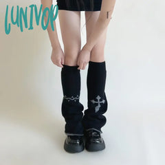 Lunivop New Leg Warmers Cross Chain Socks Y2K Japanese Punk Hot Girl Dark Women Harajuku Gothic