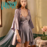Lunivop New Light Luxury Silk Skating Nightdress High-End Sling Suspender Skirt Jacket Pajama Set