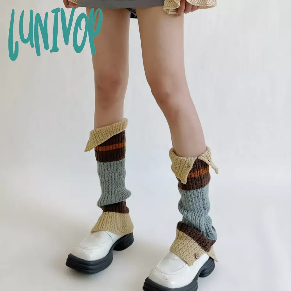 Lunivop New Retro Leg Warmers Winter Button Opening American Y2K Harajuku Hot Girl Japanese
