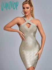 Lunivop New Sexy Black Gold Glitter Short Bodycon Bandage Dress Vestido De Baile Summer Wedding