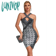 Lunivop New Sexy Black Gold Glitter Short Bodycon Bandage Dress Vestido De Baile Summer Wedding