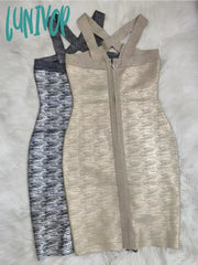 Lunivop New Sexy Black Gold Glitter Short Bodycon Bandage Dress Vestido De Baile Summer Wedding