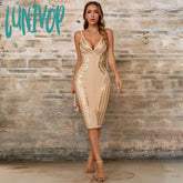 Lunivop New Sexy Glitter Sleeveless V-Neck Bodycon Bandage Dress Wedding Birthday Evening Club