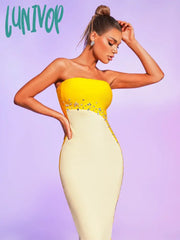 Lunivop New Sexy Women Off The Shoulder Beading Bodycon Bandage Dress Wedding Birthday Evening
