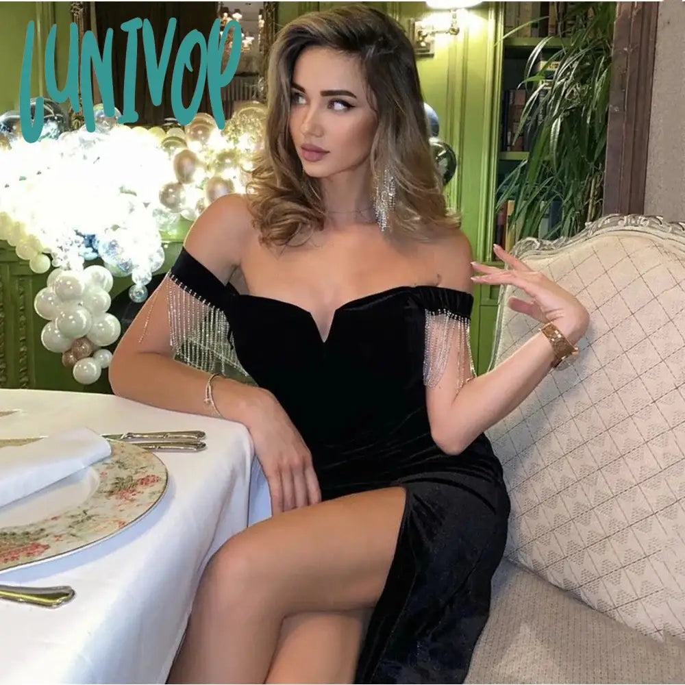 Lunivop New Summer Style Ladies Slash Neck Off The Shoulder Sexy Mid-Calf Dress Bandage Fashion