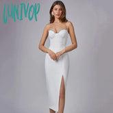 Lunivop New Summer Women White Red Spaghetti Strap Bandage Dress Sexy Diamond Vestido Mujer Ropa