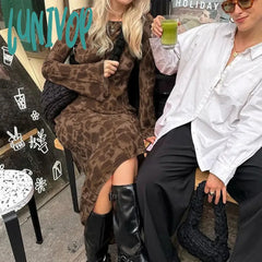 Lunivop New Vintage Floral Print Long Dress Women Y2K Bodycon Maxi Dresses Casual Chic Elegant