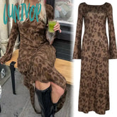 Lunivop New Vintage Floral Print Long Dress Women Y2K Bodycon Maxi Dresses Casual Chic Elegant