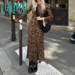 Lunivop New Vintage Floral Print Long Dress Women Y2K Bodycon Maxi Dresses Casual Chic Elegant