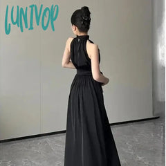 Lunivop New White Elegant Celebrity Women Long Prom Semi Formal Evening Dress Summer Retro Black