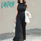 Lunivop New White Elegant Celebrity Women Long Prom Semi Formal Evening Dress Summer Retro Black