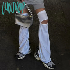 Lunivop New White Hollow Leg Cover Hot Sports Punk Gothic Letter Warmer Women Casual Rock Harajuku