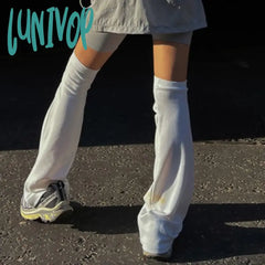 Lunivop New White Hollow Leg Cover Hot Sports Punk Gothic Letter Warmer Women Casual Rock Harajuku