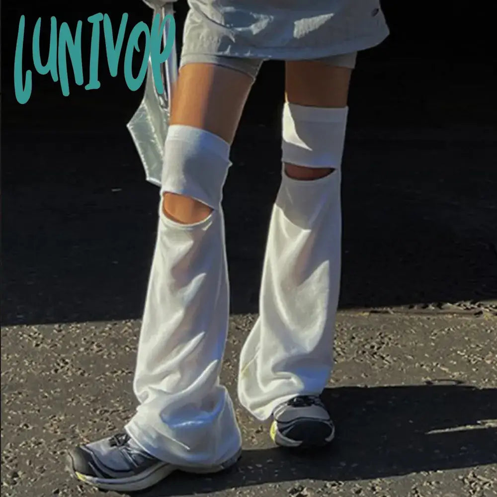 Lunivop New White Hollow Leg Cover Hot Sports Punk Gothic Letter Warmer Women Casual Rock Harajuku