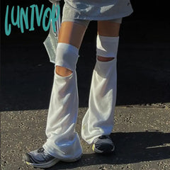 Lunivop New White Hollow Leg Cover Hot Sports Punk Gothic Letter Warmer Women Casual Rock Harajuku