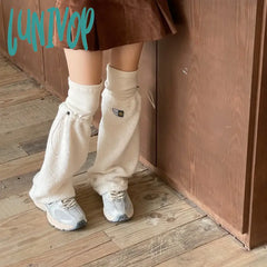 Lunivop New Winter Warm Lamb Wool Drawstring Leg Warmers Designer Japanese Y2K Women Gothic