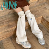 Lunivop New Winter Warm Lamb Wool Drawstring Leg Warmers Designer Japanese Y2K Women Gothic