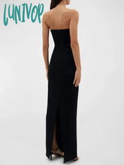 Lunivop New Women Elegant Sexy Strapless Luxury Diamond Crystal Snake Bodycon Long Bandage Dress