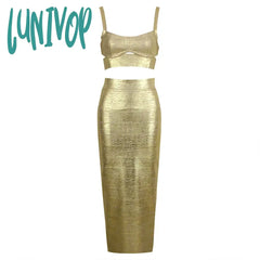 Lunivop New Women Sets Sexy Hollow Out Tops &Skirt Bodycon Clothes Elegant Party Two Pieces