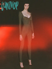 Lunivop New Women Summer Style Sexy Long Sleeve V Neck Army Green Bandage Jumpsuit Celebrity