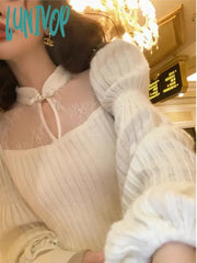 Lunivop New Women’s Autumn Vintage Party Dress Fashion Lantern Sleeve Elegant Slim Sexy Female