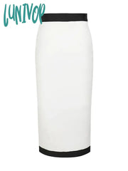 Lunivop Newest Women Button Patchwork White Black Bodycon Bandage Skirt High Waist Party Club