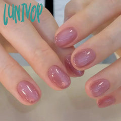 Lunivop Nude Pink Cat Eye Red French Nail Art Wearable Fashion Fake Nails Detachable Finished False