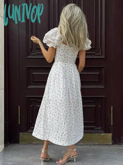 Lunivop Off-Shoulder Print Fashion Split Slim Dress Women’s Summer Sleeveless High Waist Backless