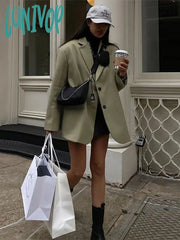 Lunivop Office Ladies Autumn Winter Oversized Blazers Jacket Women Backless Loose Fashion Open