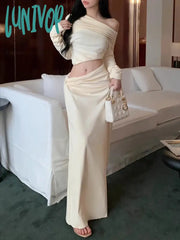 Lunivop Old Money Style T Shirt Women Off Shoulder Korean Fashion Tops White Black Aesthetic