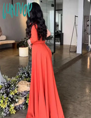 Lunivop One Shoulder Beaded Pearls Evening Dress With Long Sleeve Sexy Tea-Length Mermaid Party