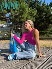 Lunivop One-Shoulder Sexy Bodysuit Lingerie See-Through Sheer Body Tops Women New Daimonds Nude