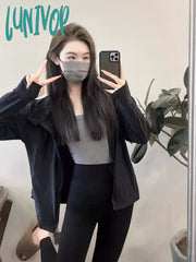 Lunivop Outdoor Sun Protection Y2K Aesthetic Solid Jackets Women Korean Thin Simple Hooded Coat