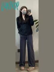 Lunivop Outdoor Sun Protection Y2K Aesthetic Solid Jackets Women Korean Thin Simple Hooded Coat