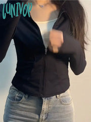 Lunivop Outdoors Sun Protection Summer Women Slim Jackets 2024 All Match Casual Grunge Solid Coat