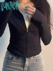 Lunivop Outdoors Sun Protection Summer Women Slim Jackets 2024 All Match Casual Grunge Solid Coat