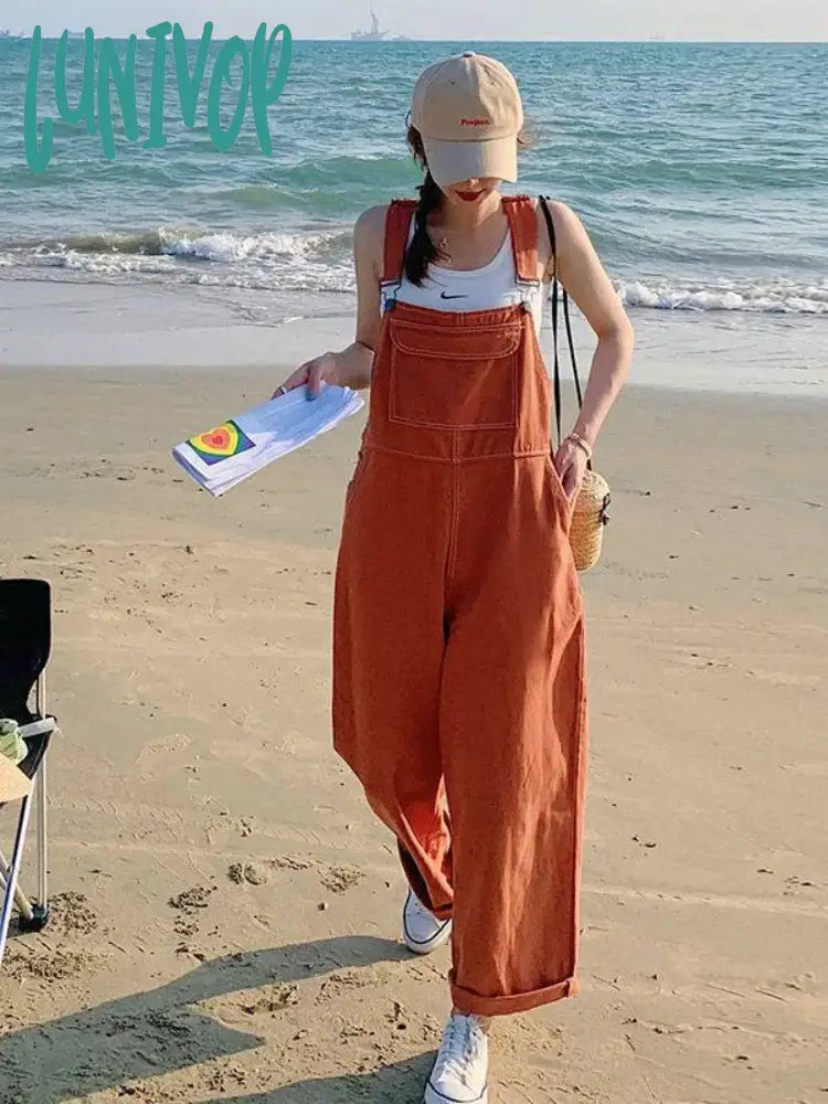 Lunivop Overalls Women’s Summer New Trendy Korean Version Loose Straight Casual Pants Wide Leg