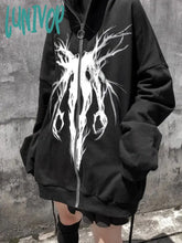 Lunivop Oversize Full Zip Graphic Hoodies Women Grunge Streetwear Black Up Hooded Sweatshirts Men